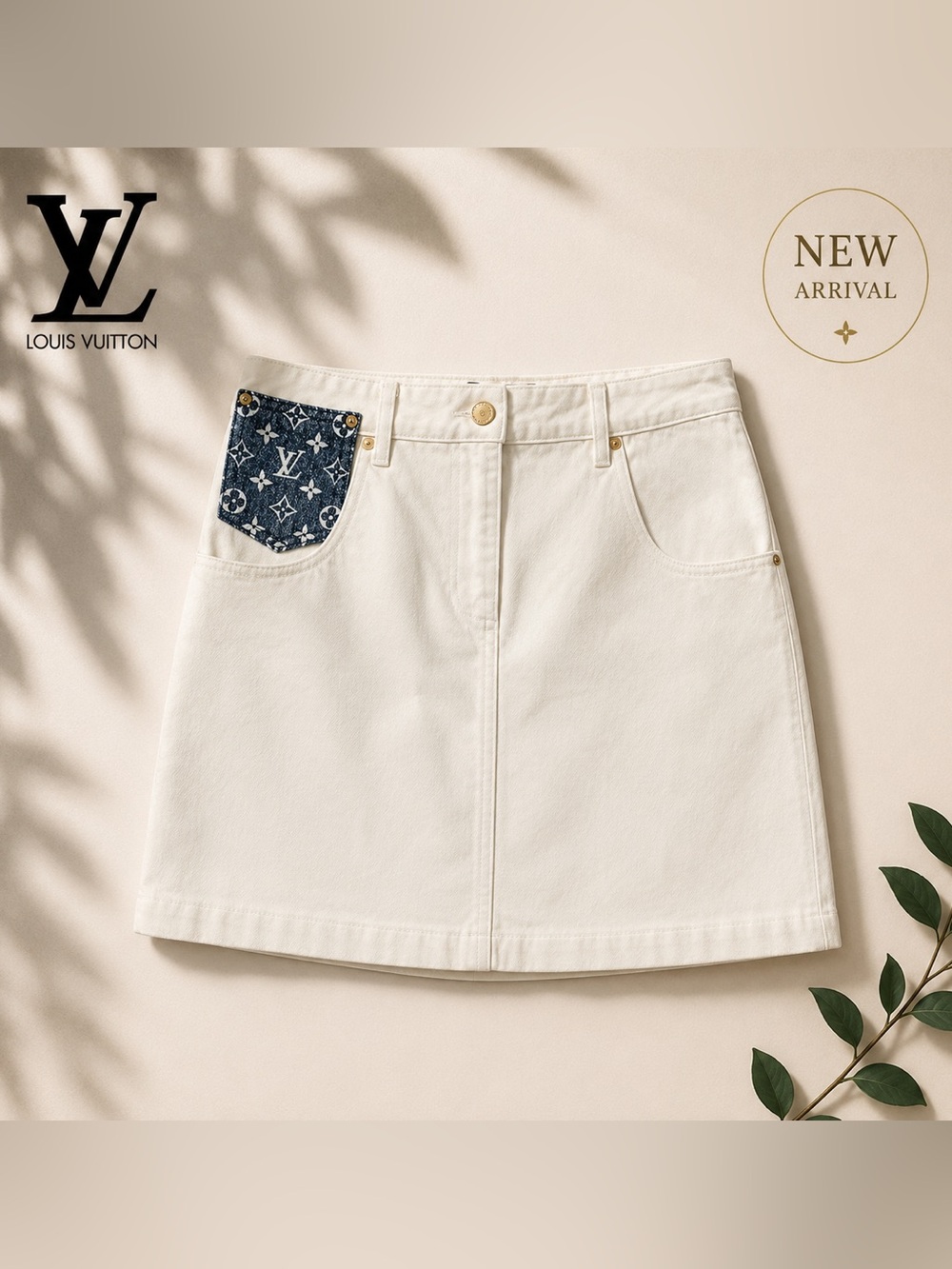 🚨 NEW ARRIVAL 🚨Logo White Denim Mini Skirt ✨